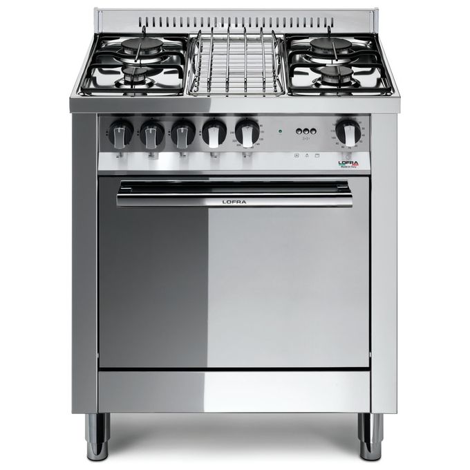 Lofra M75GV Cucina a Gas Libera installazione 4 fuochi Acciaio inossidabile Forno a gas e ventilato capacitÃ  57 lt