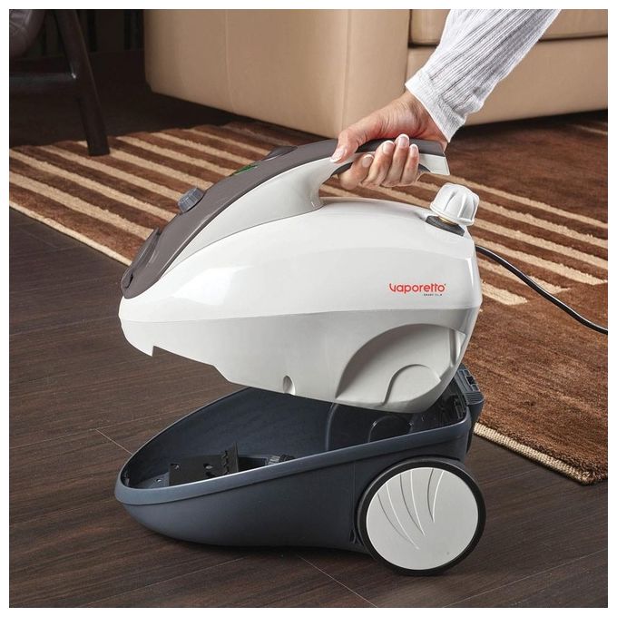 Polti Vaporetto Smart 30_S - Pulitore a vapore cilindrico, capacita' 1,6 L, 1800 W, pressione 3 bar, autonomia 30 min, vano porta-accessori, spegnimento pronto vapore, Nero-Grigio-Bianco