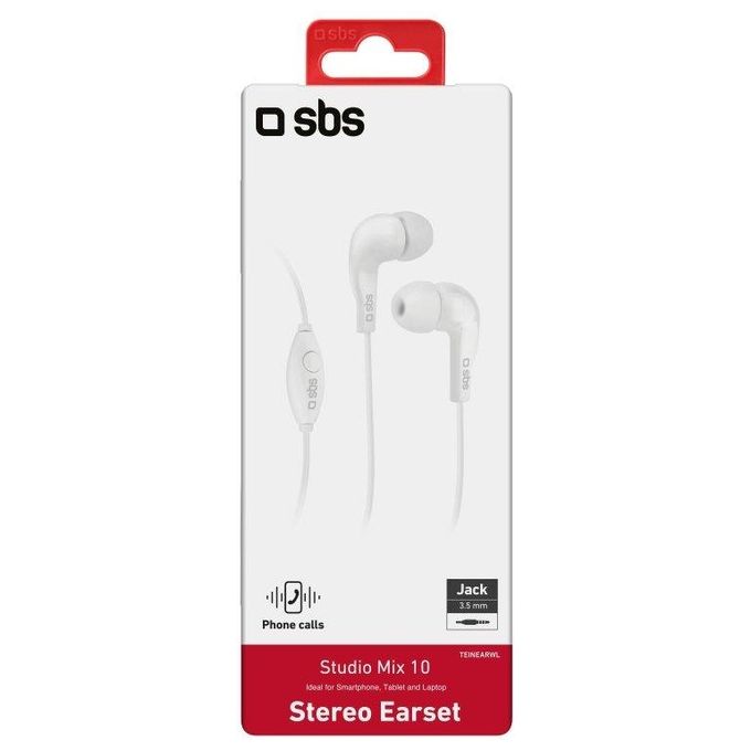 Sbs Auricolare In-ear con Tasto alla ris Bianco