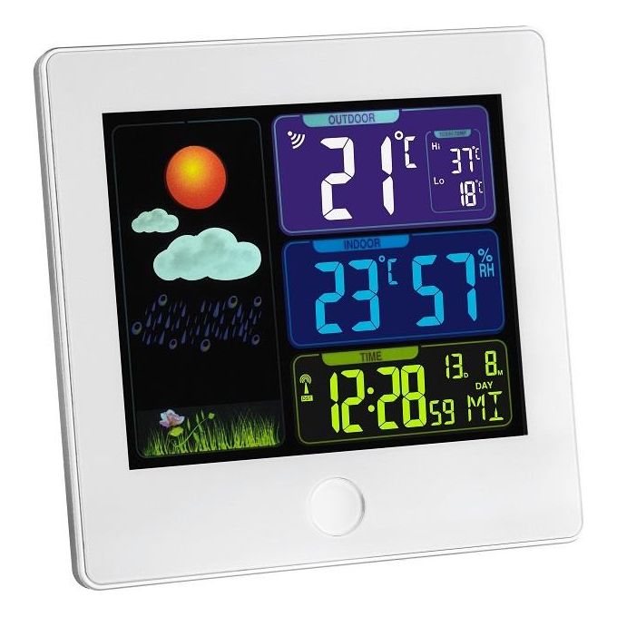 TFA Dostmann 35.1133.02 SUN Stazione Meteo Wireless Display a Colori Sensore Esterno Orologio Radiocontrollato colore Bianco
