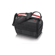 KNIPEX 00 21 08 LE Borsa portautensili LightPack Apribile su entrambi i lati Tessuto poliestere resistente con cerniera e chiusura a strappo Maniglia in acciaio con soft-grip Tracolla regolabile con tasca per cellulare Carico max 20 Kg colore Nero e Rosso