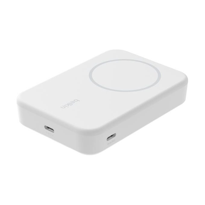 Belkin BPD008 BoostCharge Pro Power Bank Wireless 10000 mAh Qi2 15 W con Supporto Integrato e Ricarica Passante colore Bianco