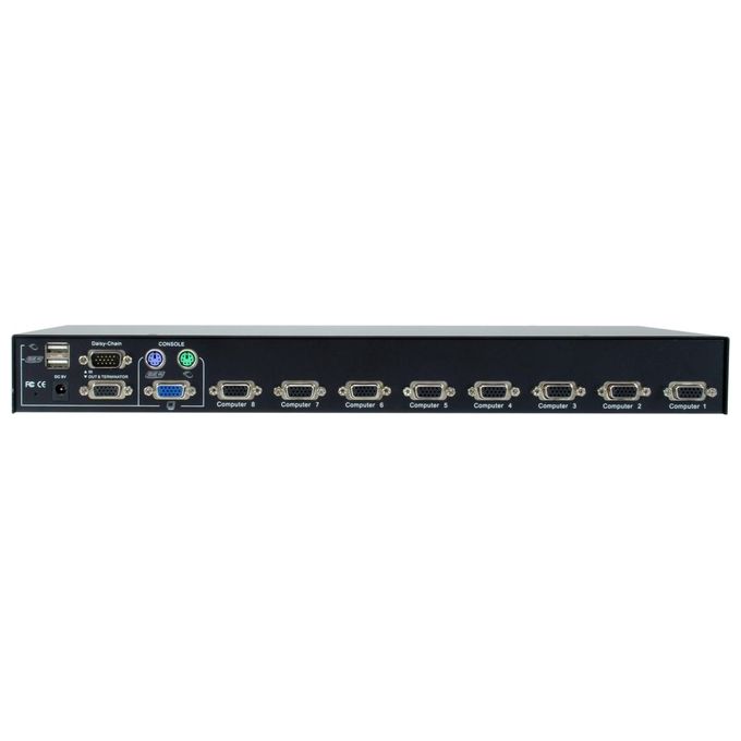 LevelOne KVM-3208 Switch KVM a 8 Porte USB PS-2 VGA Risoluzione 2048 x 1536 Pixel Montaggio Rack 1U colore Nero