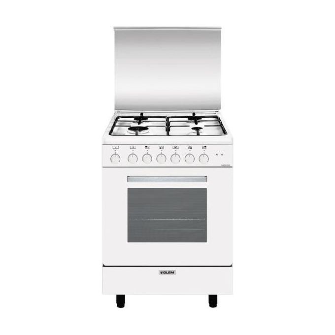 Glem Gas A654MX6 Cucina 60cm 4 Fuochi Forno Multifunzione 6 A Bianco Alpha