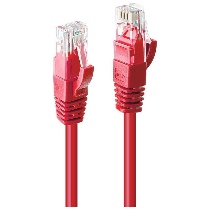 Lindy RJ-45-RJ-45 Cat6 1mt Cavo di Rete U-UTP Rosso