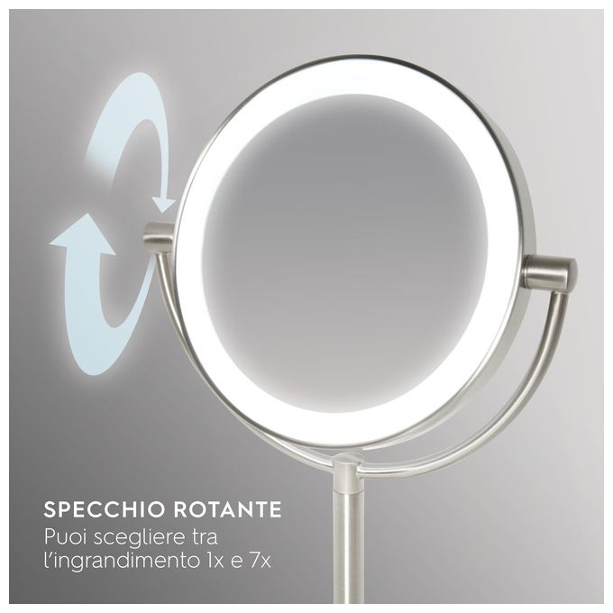 Homedics Beauty Spa Specchio Cosmetico Illuminato con Luci LED Specchio Double Face Rotante con Regolatore della Luce  Ingrandimento da 1X e 7X