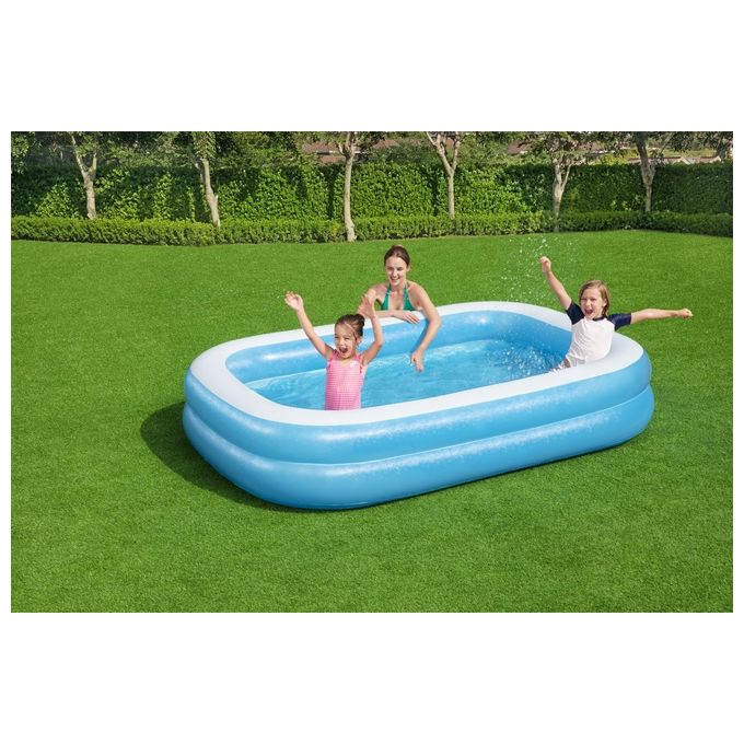 Bestway 54006-2 Piscina Family Rettangolare Gonfiabile a 2 Anelli Dimensioni 262x175x51 cm Capacita' 778 L colore Blu