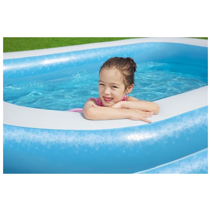Bestway 54006-2 Piscina Family Rettangolare Gonfiabile a 2 Anelli Dimensioni 262x175x51 cm Capacita' 778 L colore Blu