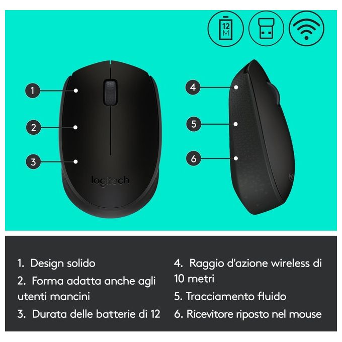 Logitech M171 Mouse Wireless Nero
