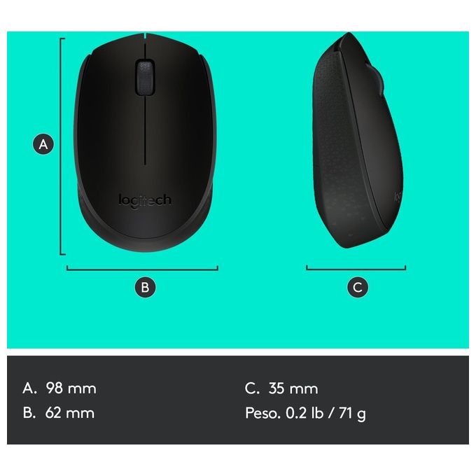 Logitech M171 Mouse Wireless Nero