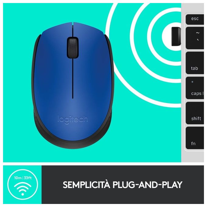 Logitech M171 Mouse Wireless Blu