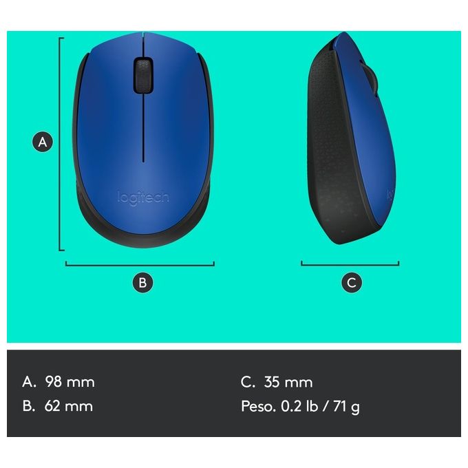 Logitech M171 Mouse Wireless Blu