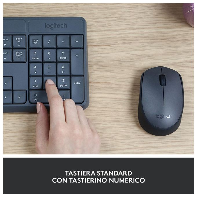 Logitech MK235 Wireless Combo KIT_ Tastiera e Mouse QWERTY Tastiera Italiana Nero-Antracite