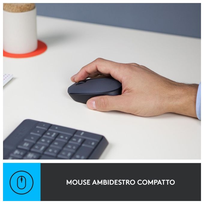 Logitech MK235 Wireless Combo KIT_ Tastiera e Mouse QWERTY Tastiera Italiana Nero-Antracite