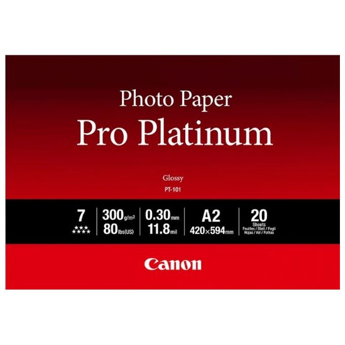 Canon PT-101 Carta Fotografica A2 20 Fogli Pro Platinum 300g-m²