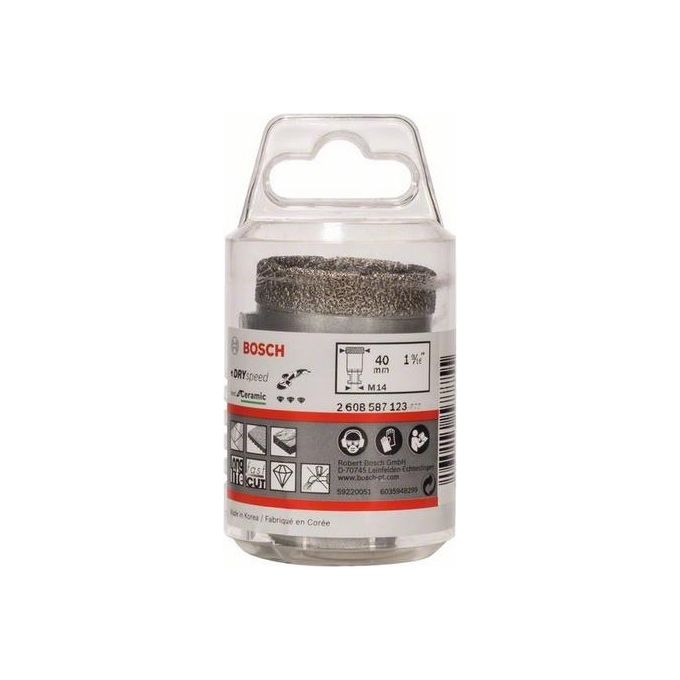 Bosch 2 608 587 123 Punta Diamantata per Foratura a Secco Adatta per Piastrelle in Ceramica Dura e Gres Porcellanato Diametro 40 mm Lunghezza Utile 35 mm Attacco M14 colore Nero