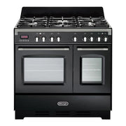 De Longhi MEM 965T NN ED Linea MasterCook Cucina a Gas Libera Installazione Doppio Forno elettrico 5 Fuochi Griglie in Ghisa Classe energetica A-B Bruciatore Tripla Corona Programmatore Elettronico 8 Funzioni 90 cm Nero Brillante