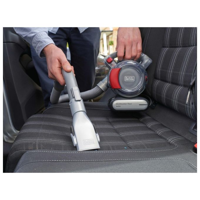 Black+Decker PD1200AV-XJ Dustbuster Flexi Aspirapolvere per Auto  0,56 L 12 V Tecnologia Ciclonica Grigio-Rosso