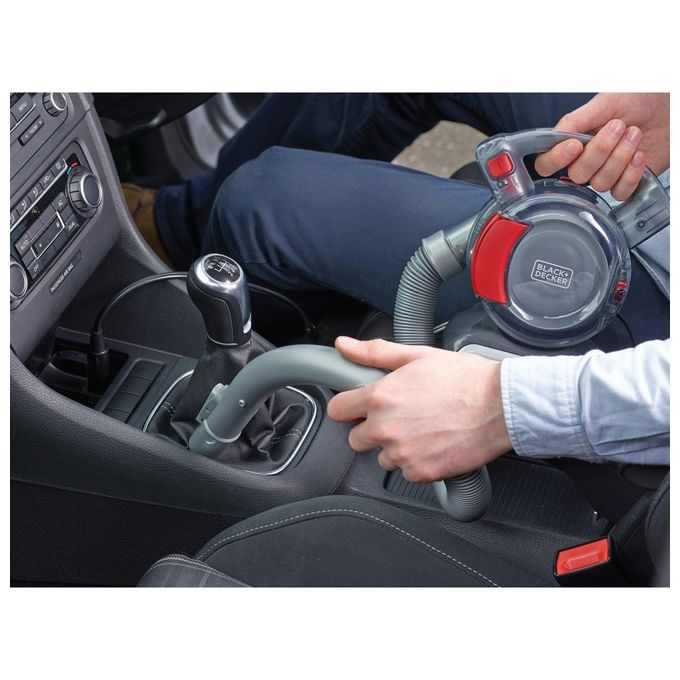 Black+Decker PD1200AV-XJ Dustbuster Flexi Aspirapolvere per Auto  0,56 L 12 V Tecnologia Ciclonica Grigio-Rosso