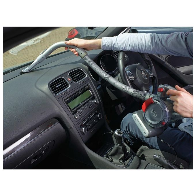 Black+Decker PD1200AV-XJ Dustbuster Flexi Aspirapolvere per Auto  0,56 L 12 V Tecnologia Ciclonica Grigio-Rosso