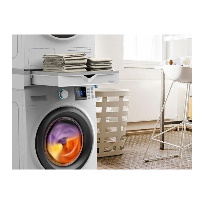 Meliconi DUO Torre Duo Kit di Sovrapposizione con Ripiano e Cassetto per Lavatrice e Asciugatrice colore Bianco