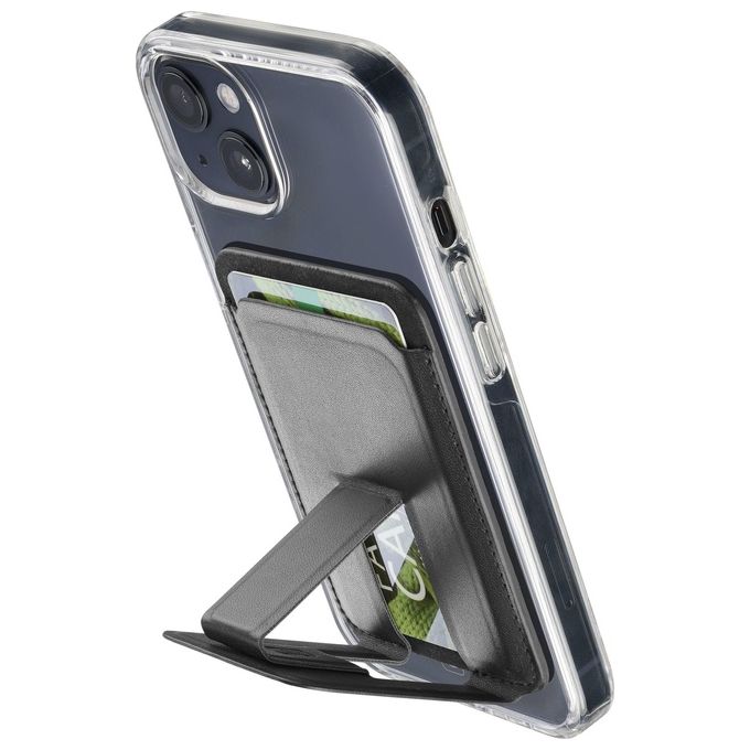 Cellularline POCKETSTANDMAGK Pocket Stand Mag Portacarte Magnetico con Funzione Stand Compatibile MagSafe colore Nero