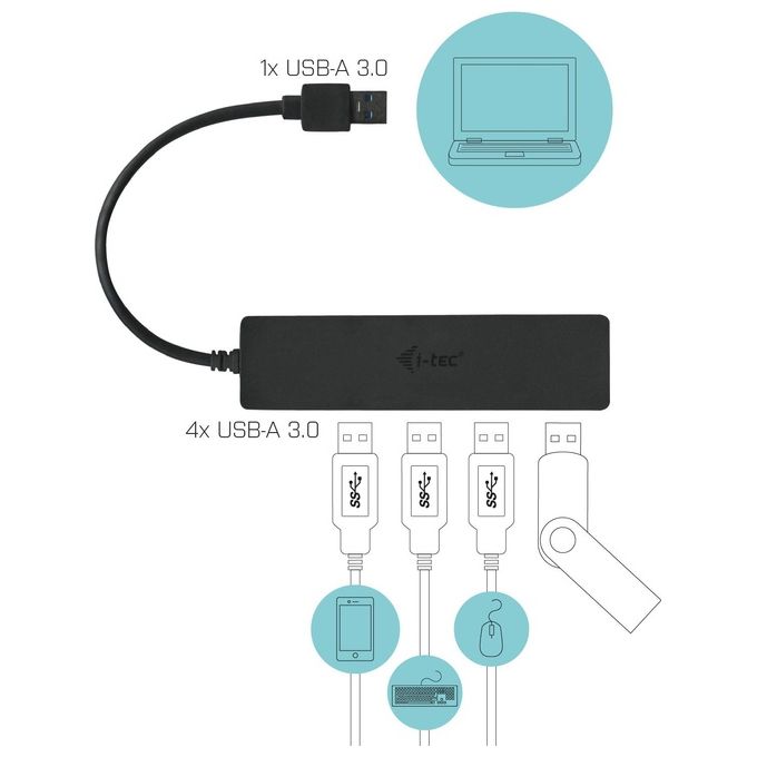 I-Tec Advance U3HUB404 Hub di Interfaccia Usb 3.0 Type-A 5000Mbit-s Nero
