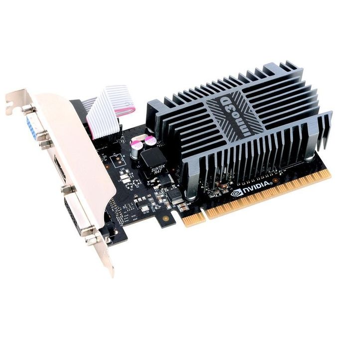 INNO3D N710-1SDV-E3BX Scheda Video GeForce GT 710 2 GB GDDR3 PCI Express 2.0 Uscite VGA DVI-D HDMI Raffreddamento Passivo Fattore di Forma Low Profile colore Nero