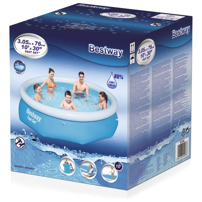 Bestway piscina gonfiabile fast set 57266 rotonda 305x76 cm 3638 l fuori terra
