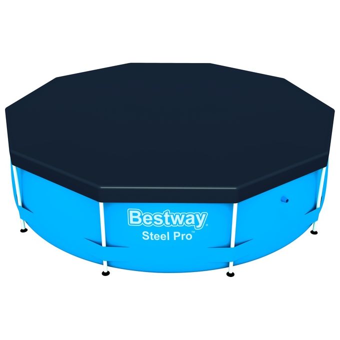 Bestway 58036 Flowclear Telo Copertura per Piscina Rotonda 305 cm compatibile Steel Pro e Steel Pro MAX colore Grigio