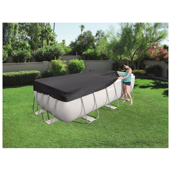 Bestway 58232 Telo Copripiscina Power Steel Rettangolare 396x185 cm Piscine 404x201 412x201 cm colore Nero