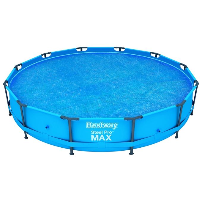 Bestway 58242 Telo Termico per Piscina Rotonda Flowclear 366 cm in PE Effetto Serra colore Blu
