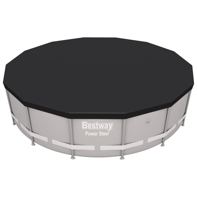 Bestway 58248-19 Flowclear Telo Copertura Piscina Fuori Terra Rotonda 427 cm Fori di Drenaggio colore Grigio