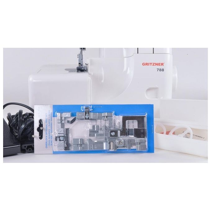 Gritzner 788 Serie Overlock Macchina da Cucire Overlock 2-3-4 Fili Trasporto Differenziale Braccio Libero 1300 punti-min colore Bianco