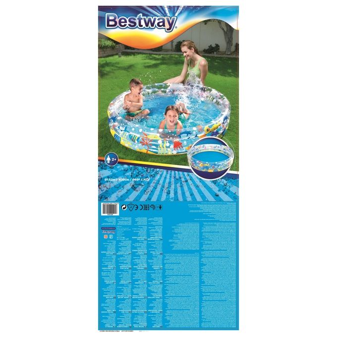 Bestway 51004 Deep Dive Piscina Gonfiabile per Bambini 3 Anelli 152x30 cm 282 L colore Blu