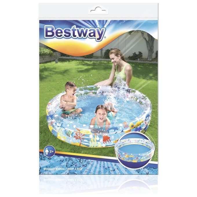 Bestway 51004 Deep Dive Piscina Gonfiabile per Bambini 3 Anelli 152x30 cm 282 L colore Blu