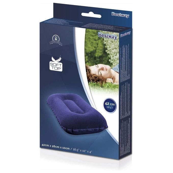 Bestway 67121 Cuscino Gonfiabile Rettangolare Campeggio Viaggio Floccato 48x30 cm colore Assortito