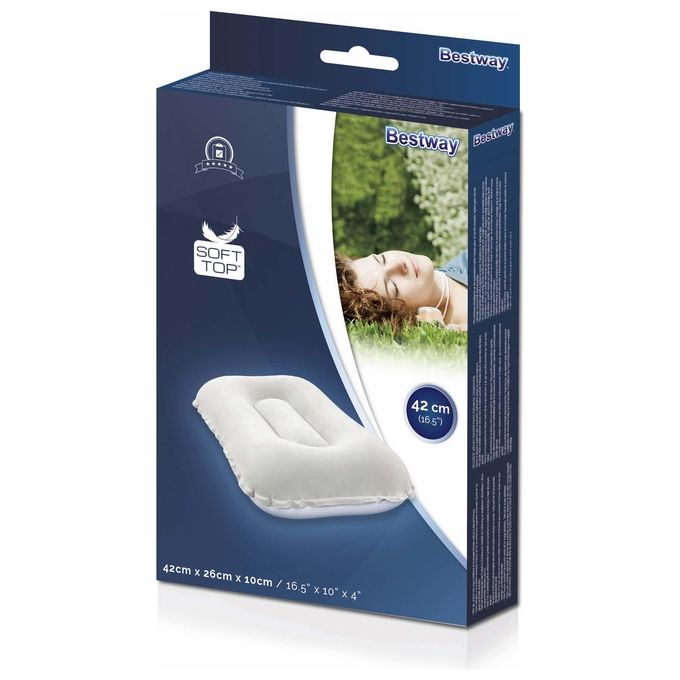 Bestway 67121 Cuscino Gonfiabile Rettangolare Campeggio Viaggio Floccato 48x30 cm colore Assortito