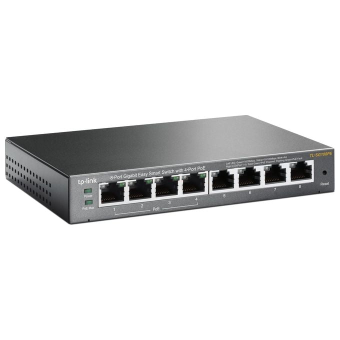 TP-LINK Easy Smart TL-SG108PE Switch intelligente 4 x 10-100-1000 (4 PoE) + 4 x 10-100-1000 desktop PoE
