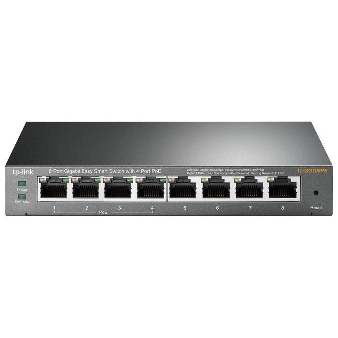 TP-LINK Easy Smart TL-SG108PE Switch intelligente 4 x 10-100-1000 (4 PoE) + 4 x 10-100-1000 desktop PoE