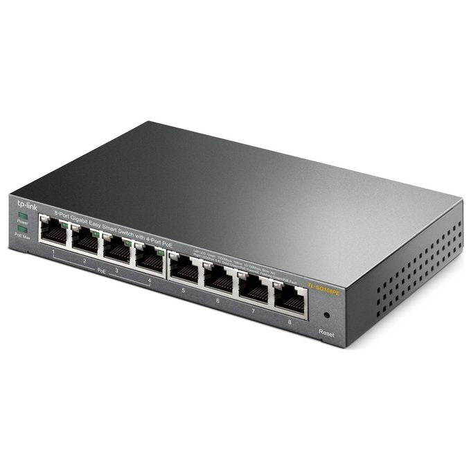 TP-LINK Easy Smart TL-SG108PE Switch intelligente 4 x 10-100-1000 (4 PoE) + 4 x 10-100-1000 desktop PoE