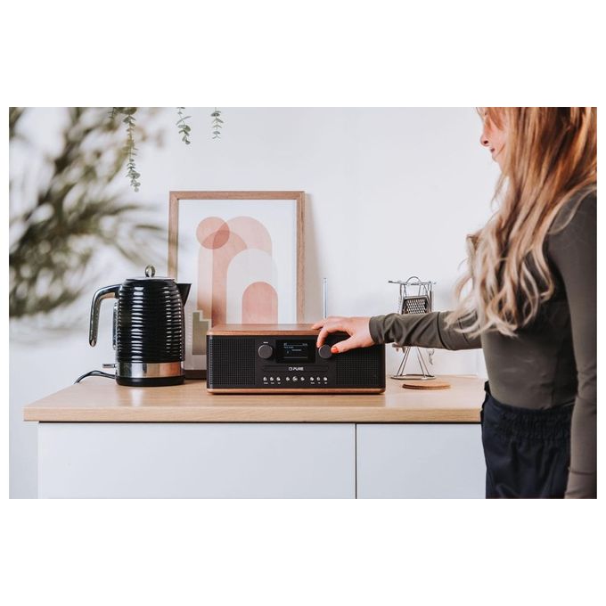 Pure CLASSIC C-D6 Sistema Musicale Mini Hi-Fi Radio DAB+ FM Bluetooth 5.3 30W con Lettore CD Display TFT 2.4'' colore Nero Noce