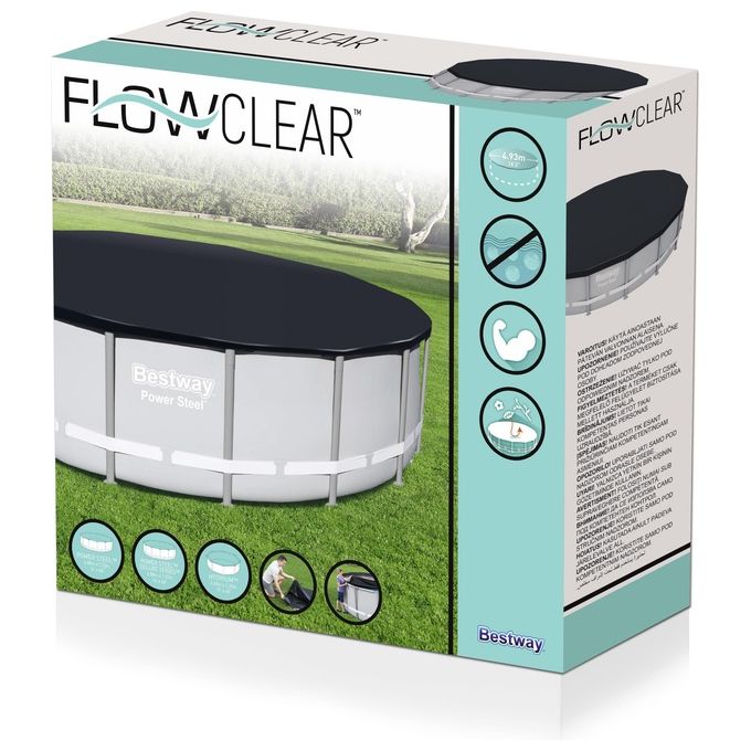 Bestway Telo di Copertura per Piscina Fuori Terra Rotonda da 4.88mt e Hydrium da 460x120cm