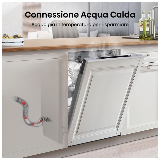 Hisense HV523E10 Lavastoviglie da Incasso a Scomparsa Totale 10 coperti Classe E 47 dB Terzo Cesto (82x45x55 cm) colore Nero