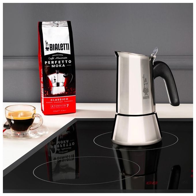 Bialetti New Venus Caffettiera in Acciaio Inox Non Adatta all'Induzione 2 Tazze Argento