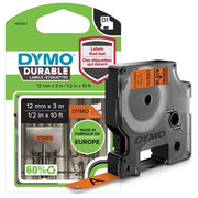 DYMO d1 Durable 12 mm x 3 m nero Arancione Permanente