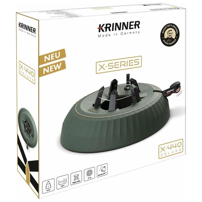 Krinner 94355 X440 Deluxe Supporto per Albero di Natale fino a 4,4 m Serbatoio 11 L Diametro 52 cm Tecnologia a Singolo Cavo colore Verde