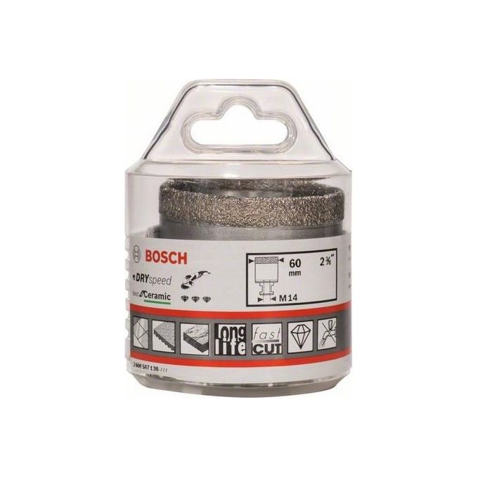 Bosch 2608587128 Dry Speed Best for Ceramic Fresa Diamantata per Foratura a Secco 60 mm x 35 mm M14 per Smerigliatrice Angolare colore Nero