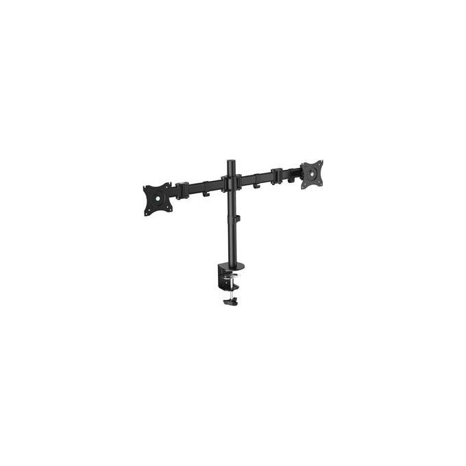 Equip 650115 Staffa da Scrivania per Doppio Monitor 13'' 27'' VESA 75x75 100x100 Rotazione 360° Carico 16 Kg colore Nero