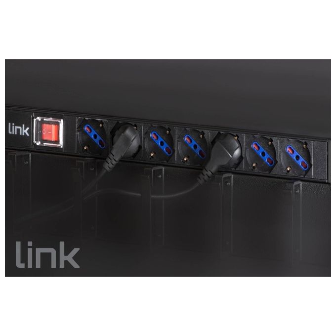 Link Multipresa da Rack 19'' 7 Prese Universali con Interruttore Spina Italiana 16A Cavo 5mt